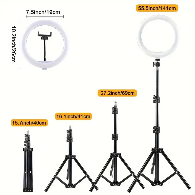 ZOMEI 43.3-Inch LED Ring Light Tripod with 10-Inch Circular Light