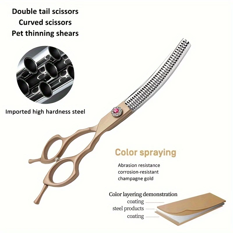 Wingsbro Professional Stainless Steel Curved Dog Grooming Scissors