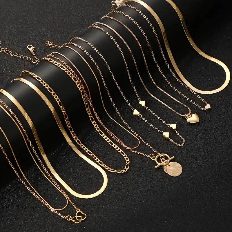 Punk Multi-Layer Flat Snake Chain Necklace Set