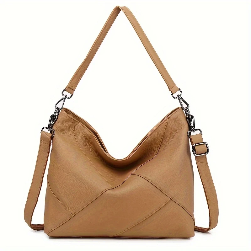 Genuine Leather Single Shoulder Women's Bag  Splicing Casual Versatile Crossbody Bag