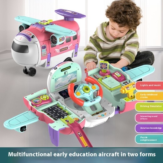 Early Education Transformation Machine Lighting Music Multi-mode Simulation Driving Children's Fun Coin Bank
