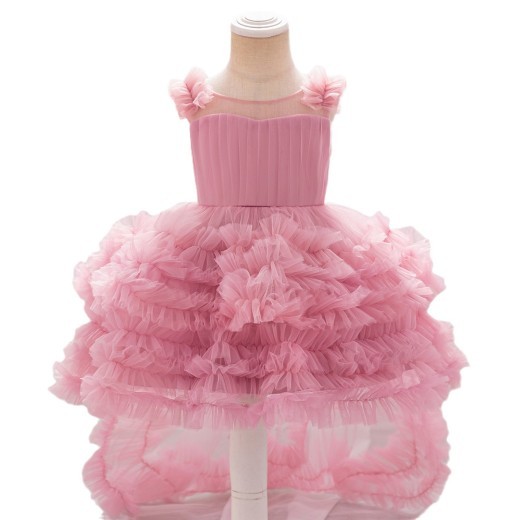 New Children's Sleeveless Mesh Long Dress
