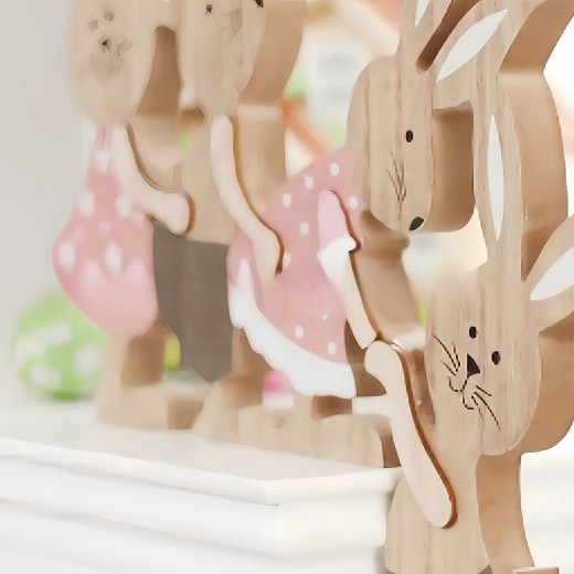 Easter Home Decoration Painted Seesaw Rabbit Wooden Door Frame