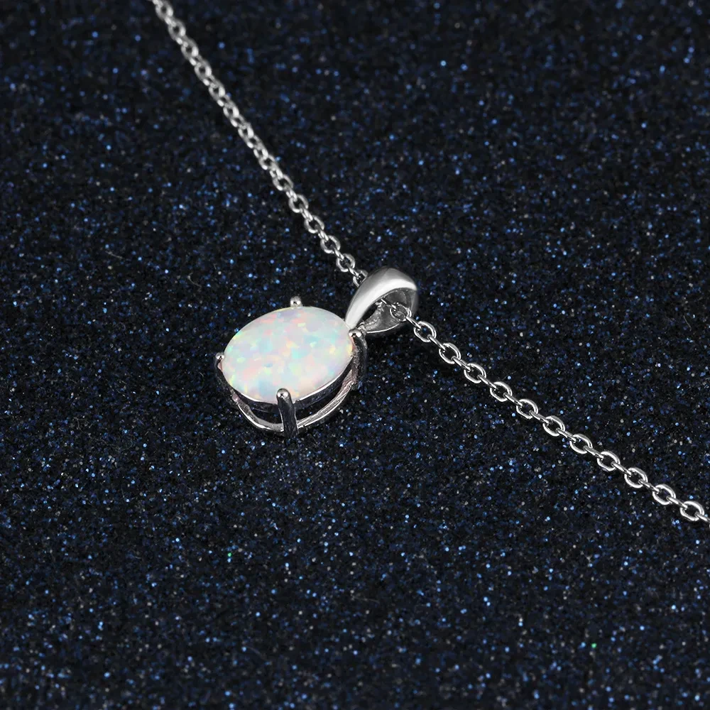 Chinese Valentine's Day Necklace Amazon Explosion Silver Crystal Opal s925 Sterling Silver Necklace