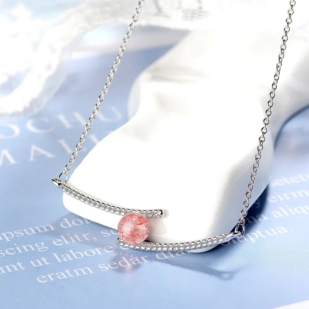 Simple Strawberry Crystal Crystal With Peach Blossom Setting