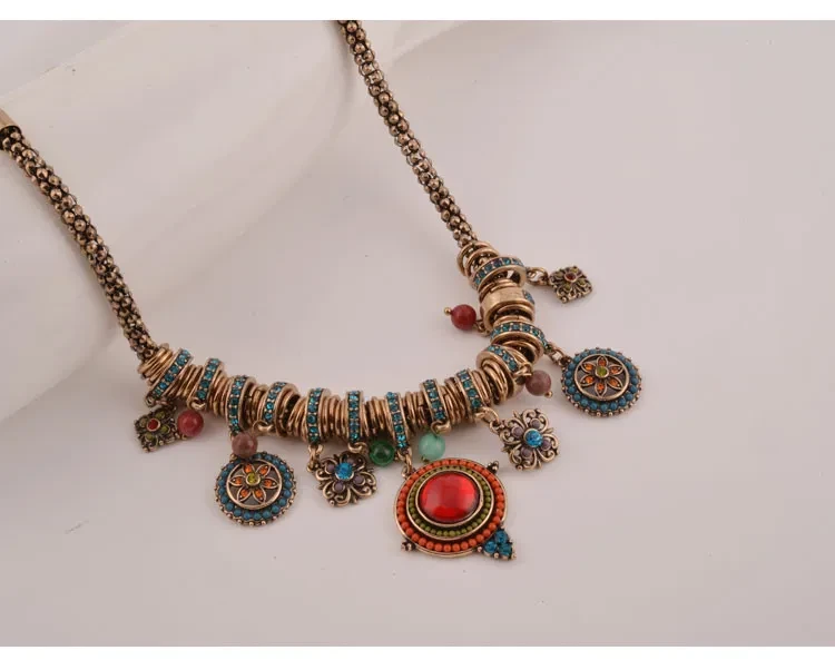 Bohemian tassel retro crystal necklace