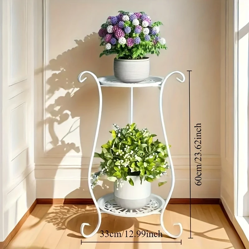 Iron Plant Stand Indoor  2pcs Minimalist European Metal Plant Stands, Versatile for Indoor/Outdoor Use, Flower Pot Holders for Patio, Balcony, Living Room & Garden