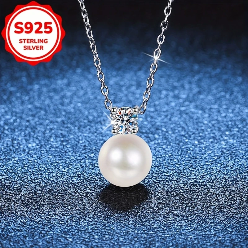 Elegant 925 Sterling Silver Necklace with Shell Pearl Pendant - Perfect Gift for Her, Luxurious & Versatile Jewelry, Luxury Style, Holiday Theme