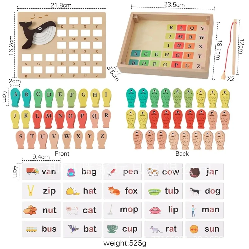 Simple Children's Wooden Fishing Puzzle Toy