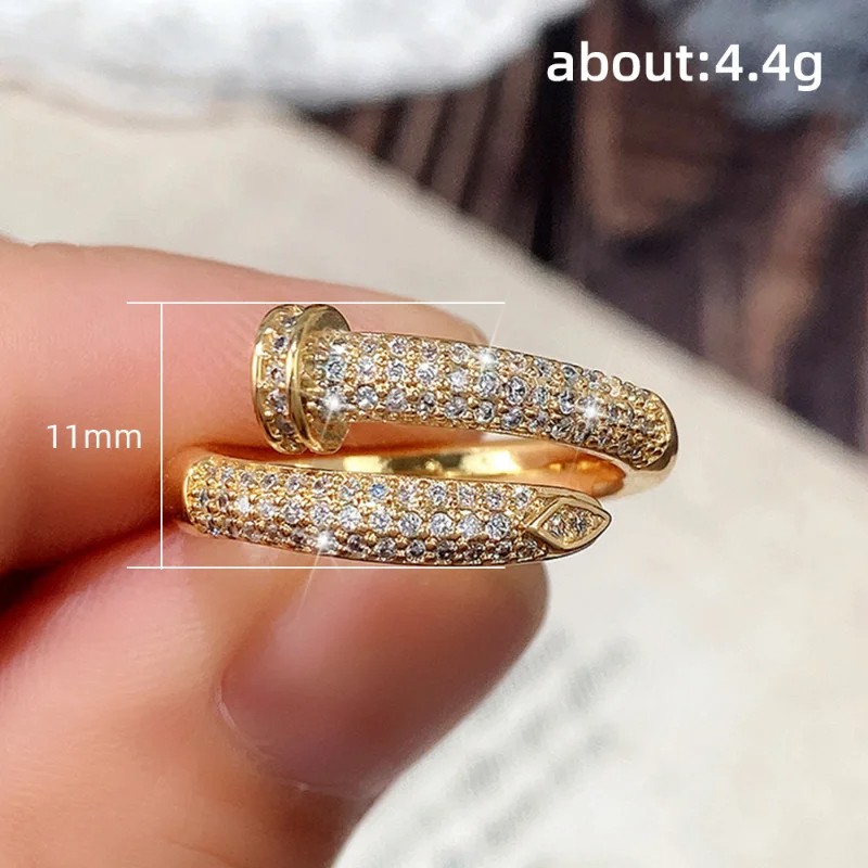 CAOSHI Hip-Hop Style Open Ring Chic and Trendy Gold Zirconia Fashion Accessory