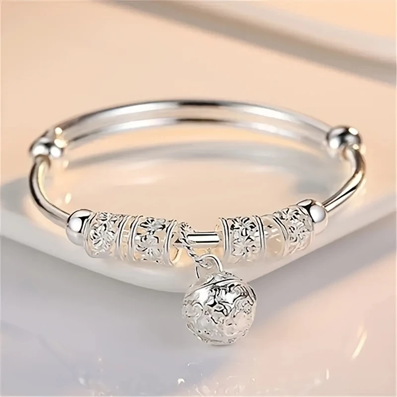 925 Sterling Silver Tribal Bell Bracelet  Adjustable Unisex Design for Festivals and Parties
