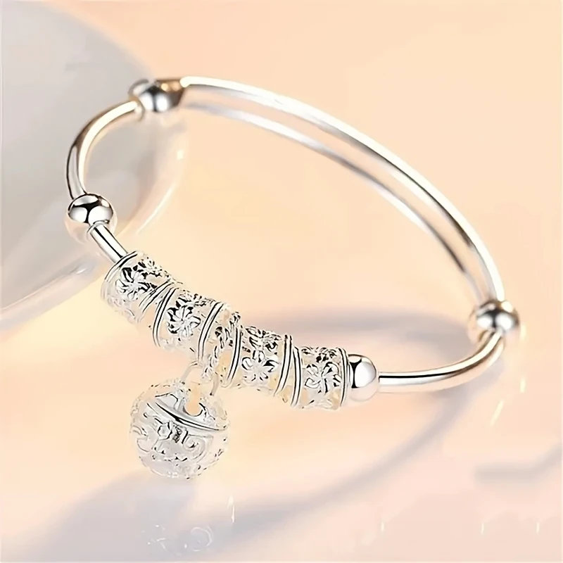 925 Sterling Silver Tribal Bell Bracelet  Adjustable Unisex Design for Festivals and Parties