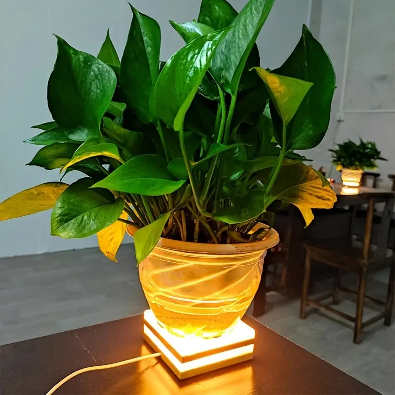 Square Wooden Art Table Lamp  3 Colors, 9 Adjustable Brightness Levels, USB Energy-Saving, Natural Warm White Light, LED, with Push Button Control, Dimmable, Made of Real Wood, for Bedroom, Study, Living Room, Indoor Use