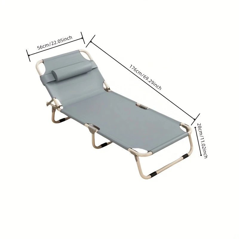 Portable Folding Bed Lightweight Alloy Steel Frame with Gray Fabric Cover | Space-Saving Outdoor Sleeping Solution for Office, Camping & Home NZ