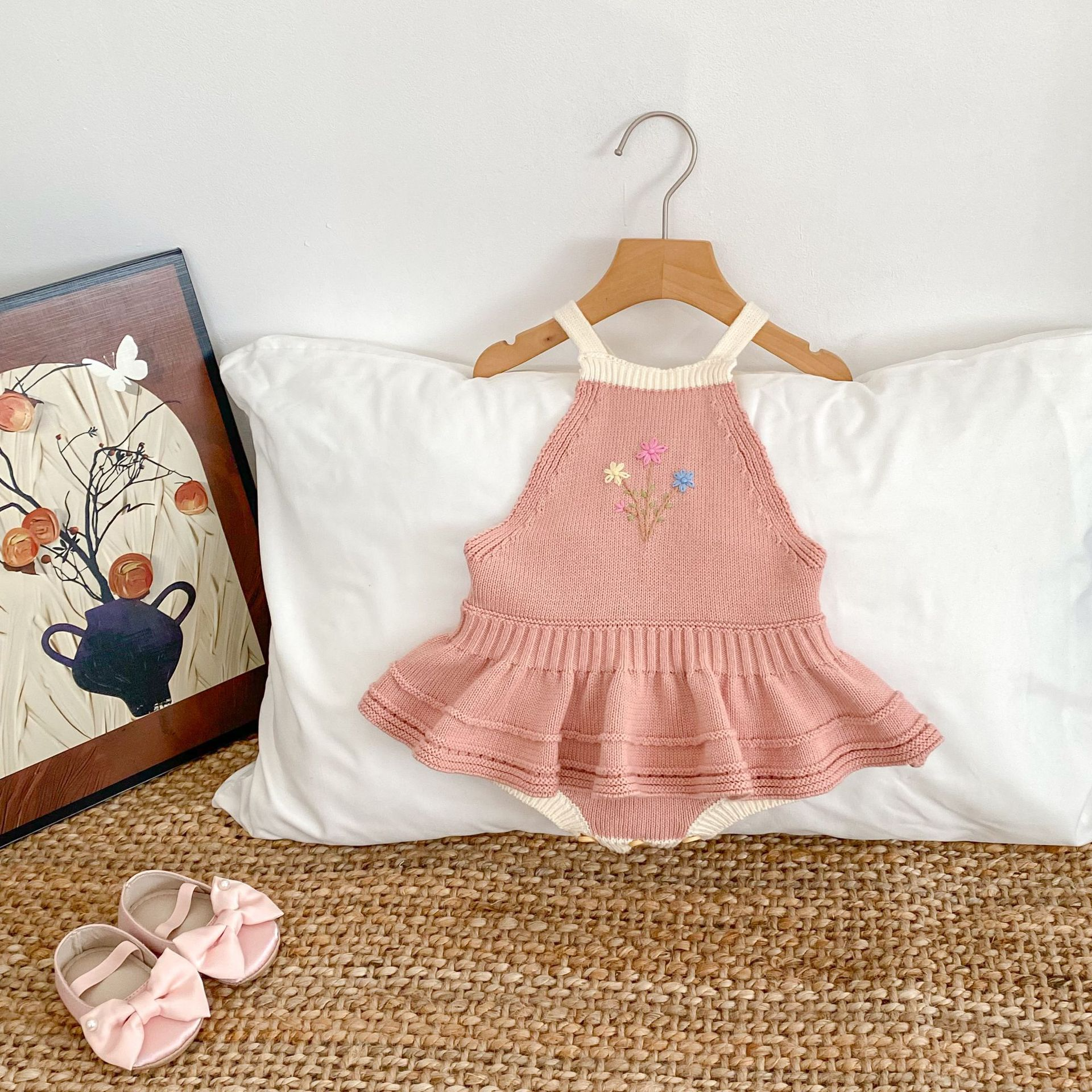 Girls' Fashion Personalized Embroidered Knitted Jumpsuit