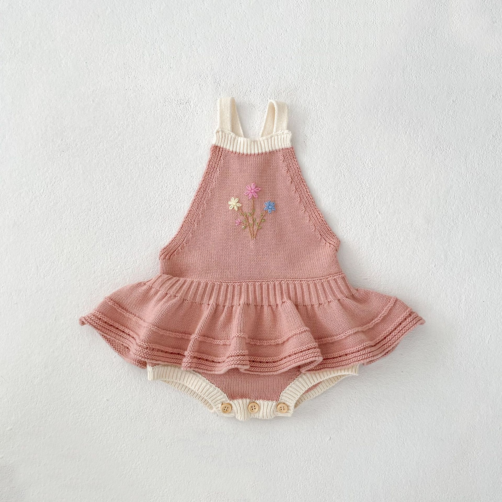 Girls' Fashion Personalized Embroidered Knitted Jumpsuit