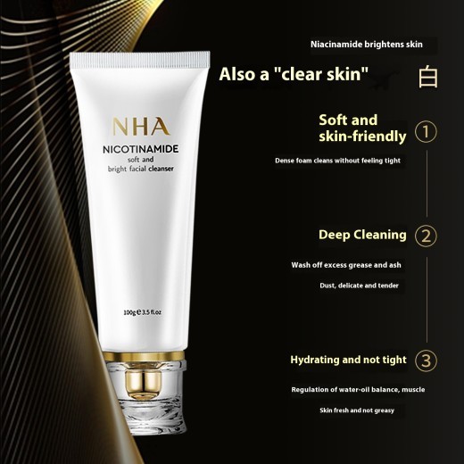 Nicotinamide Soft Transparent Foam Facial Cleanser Balance Water And Oil Not Tight Deep Cleansing