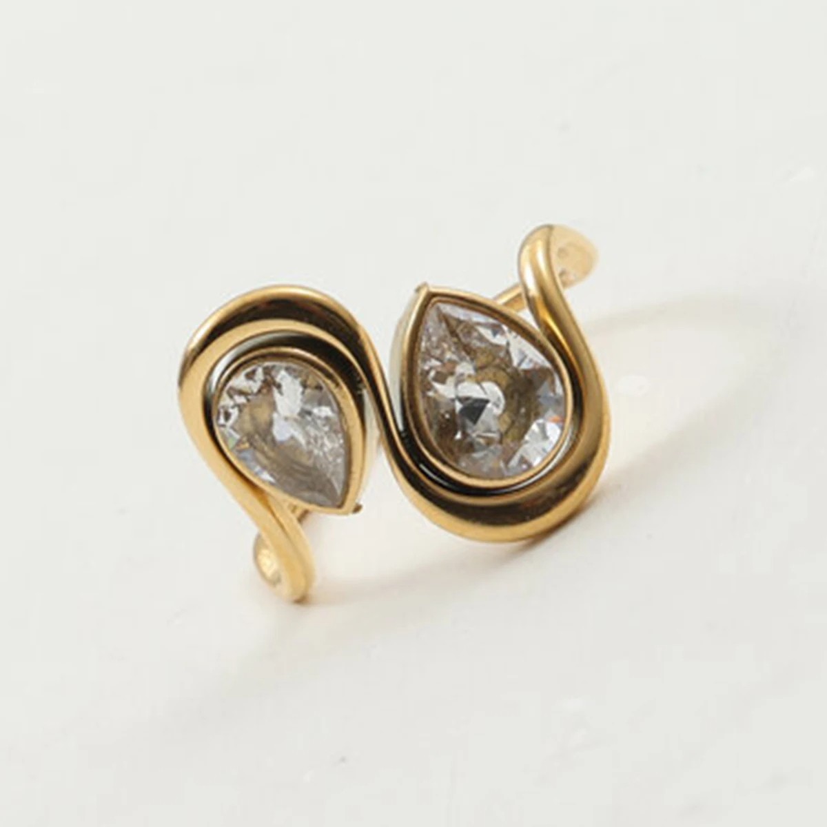 Pear with Pear CZ Stone Ring