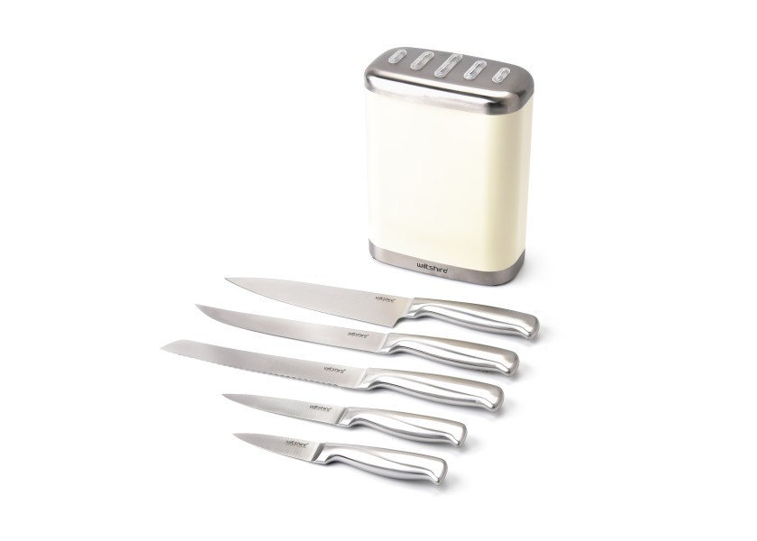 Knife Block 6-Piece Set - Ecru - Wiltshire