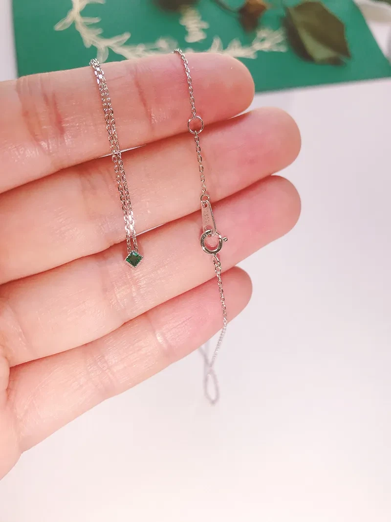 Emerald Square Diamond Zircon Necklace