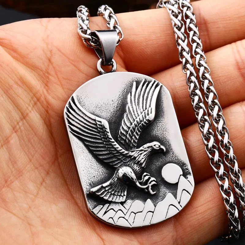 Punk Personalized Jewelry Eagle Tag Titanium Steel Retro Pendant Stainless Steel Men's Pendant