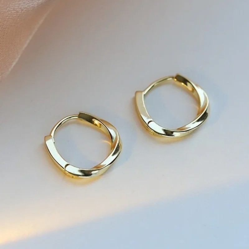 Geometric Wave Twisted Hoop Earrings for Women