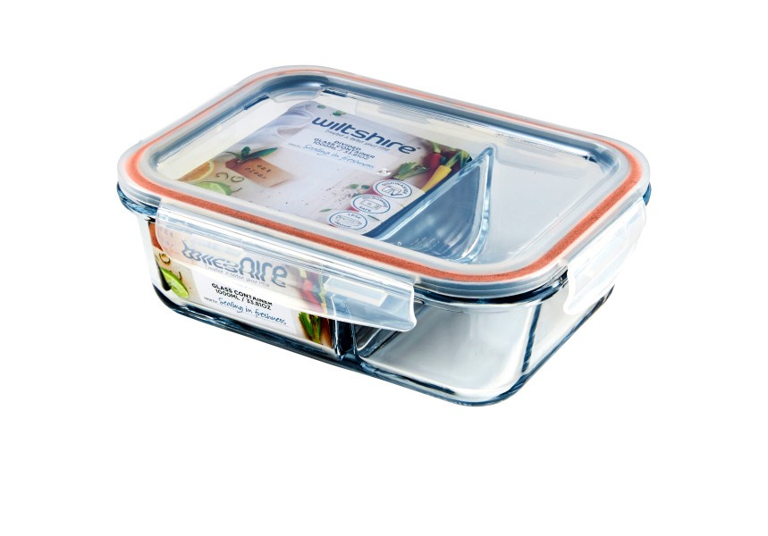 Rectangle Glass Container with 2 Dividers 930ml - Wiltshire