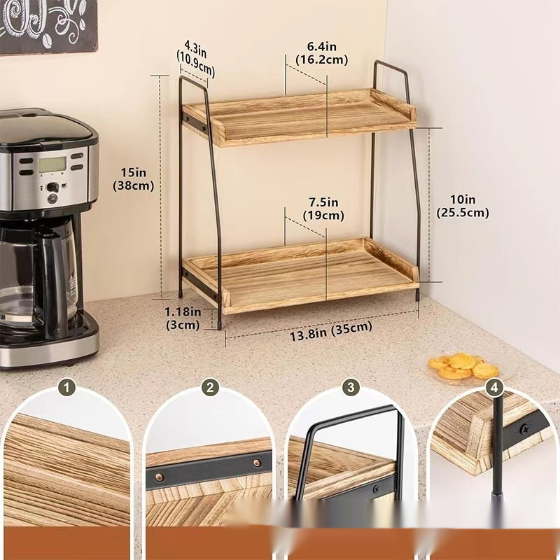 Wooden Kitchen Seasoning Rack Storage Rack