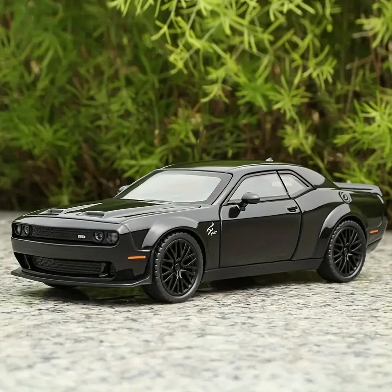 Black Metal Diecast Sports Car Model with Realistic Design, Sound & Light - Perfect Collectible Toy for Youngsters