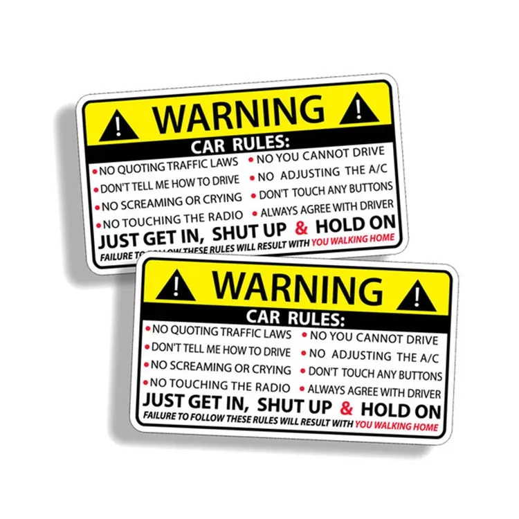 Car Safety Warning Rules Sticker Car Safety Warning Rules Sticker
