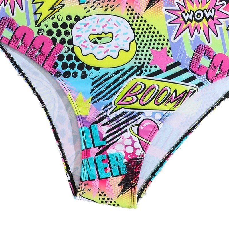 New Girl's Medium And Large Children Digital Printing Cute Cartoon One Piece Swimsuit