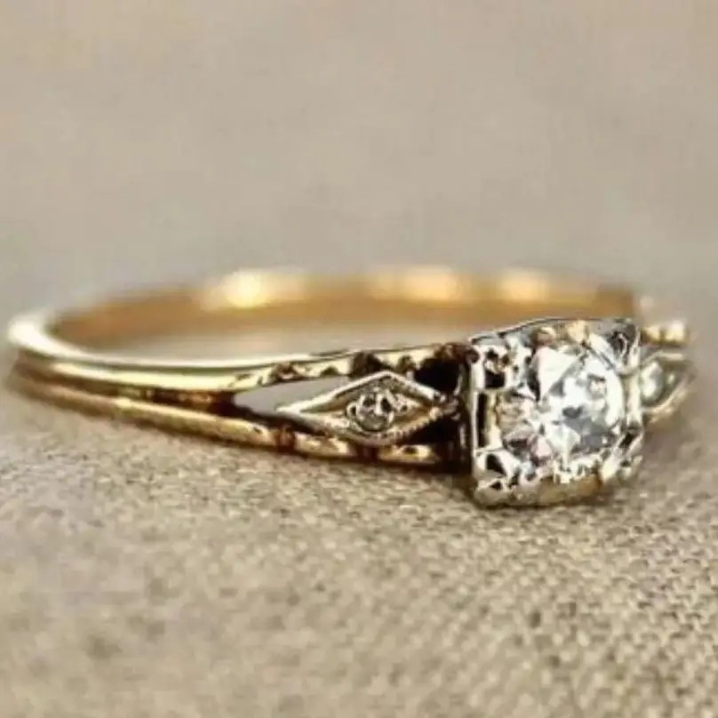 KSRA New Fashion Minimalist Gold Color Inlay Rhinestone Exquisite Rings for Women