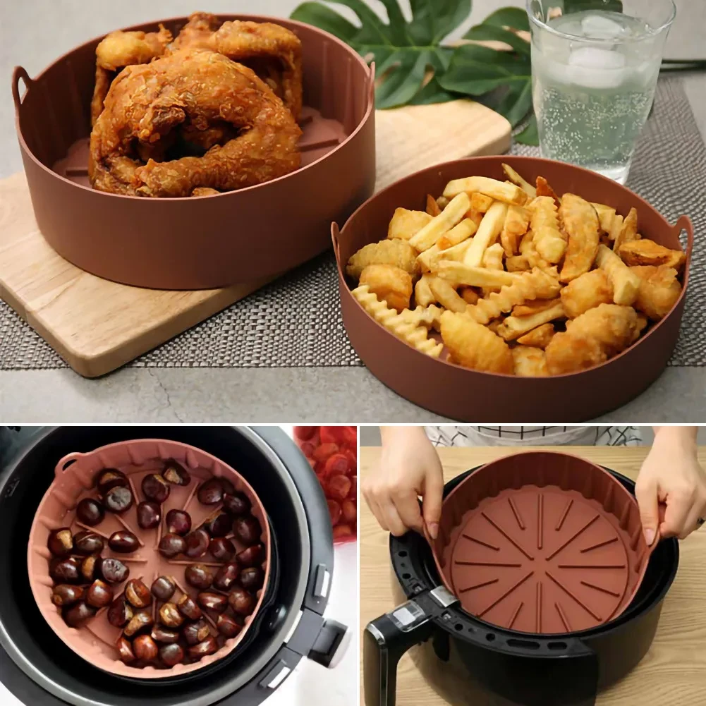 Air Fryer Tray Silicone Kitchen Supplies AirFryer Silicone Pot Grill Pan Accessories Disposable Paper Liner