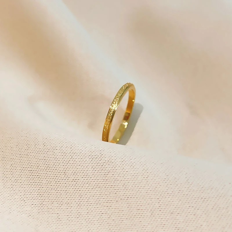 Stainless Steel Gold Color 2mm Thin Frosted Finger Rings for Men and Women