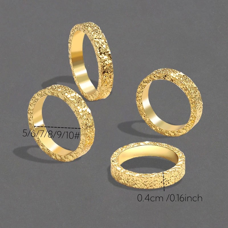 Stainless Steel 4mm Broken Ice Rings for Women
