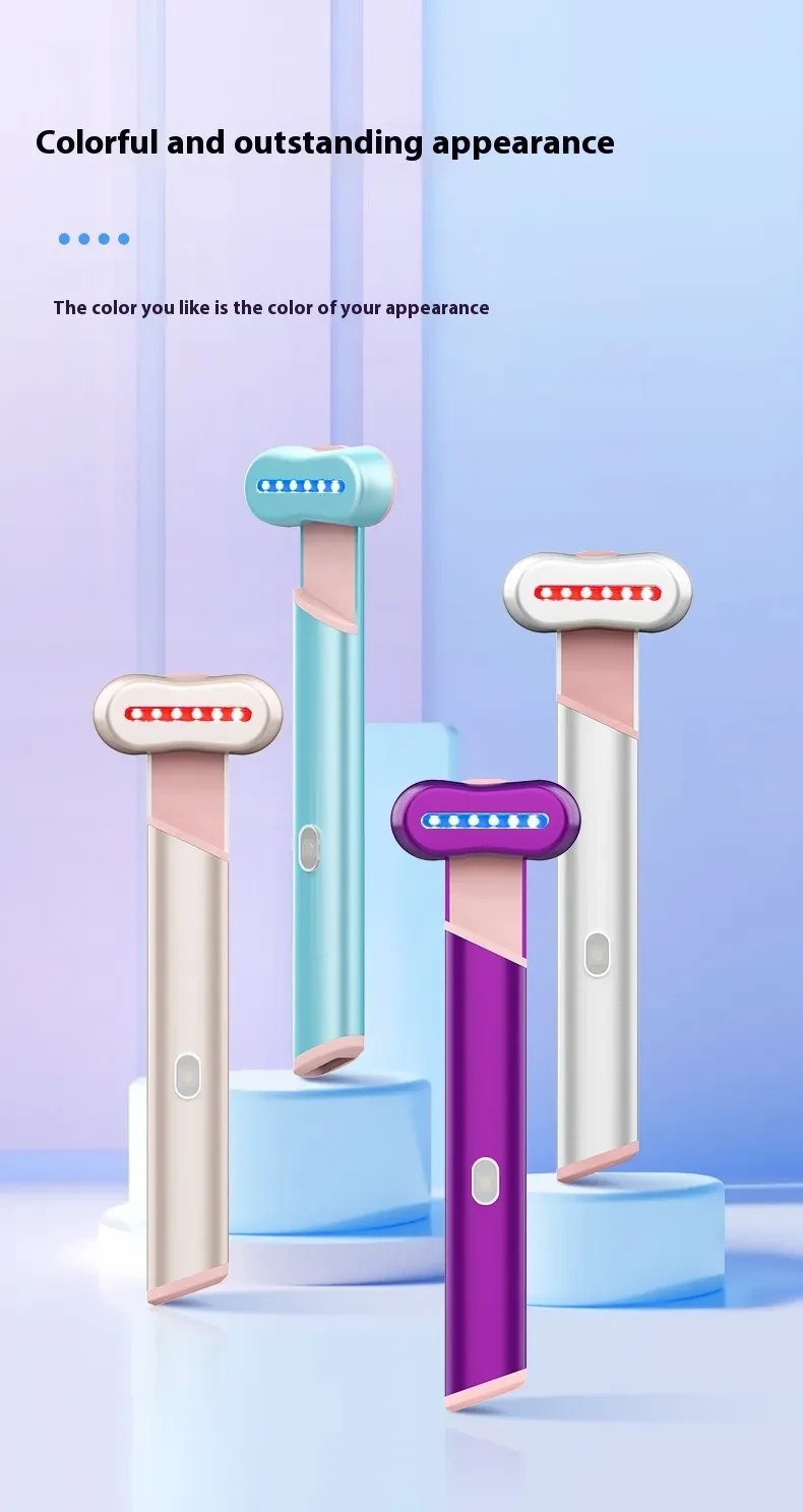 4 Colors Electric Eye Massager Red Blue Light Massage Eye Beautification Instrument Therapeutic Warmth Face Massage