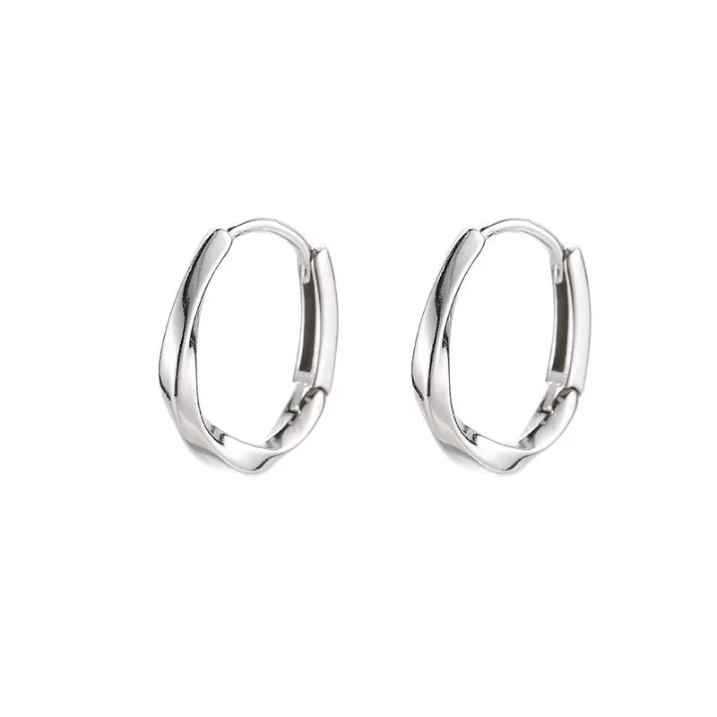 925 Sterling Silver Round Earrings Simple Inlaid Design for Women