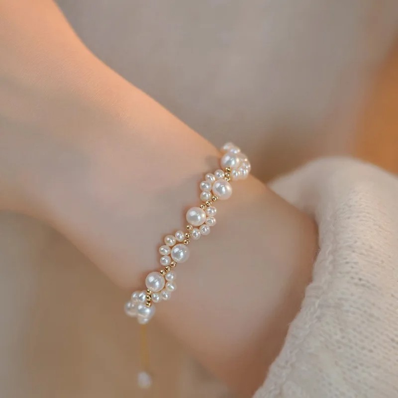 Cute Animal Paw Bracelet for Women Gold Color French Retro Pearl Bracelet Jewelry