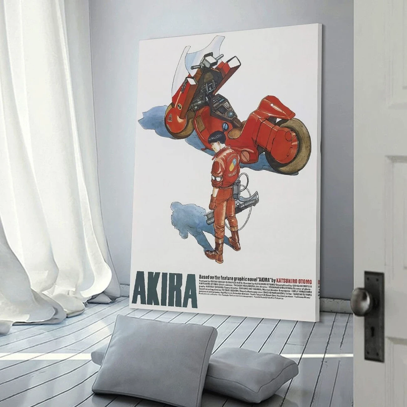 Akira Anime Poster with Inner Frame  Vintage Retro Art Deco Style Canvas Wall Art