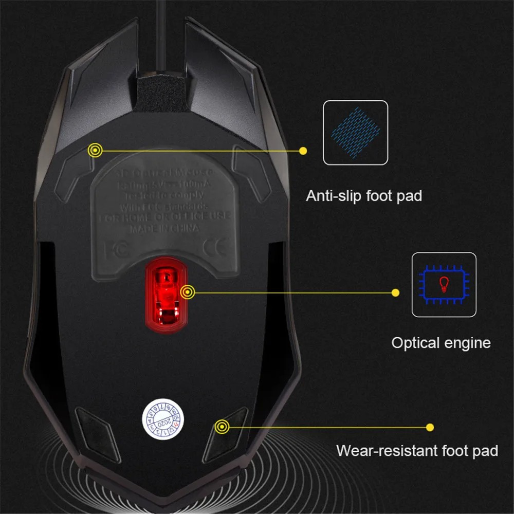 USB Wired Gaming Mouse 5000 DPI  Ergonomic, Silent, and Backlit Professional Gamer Mice