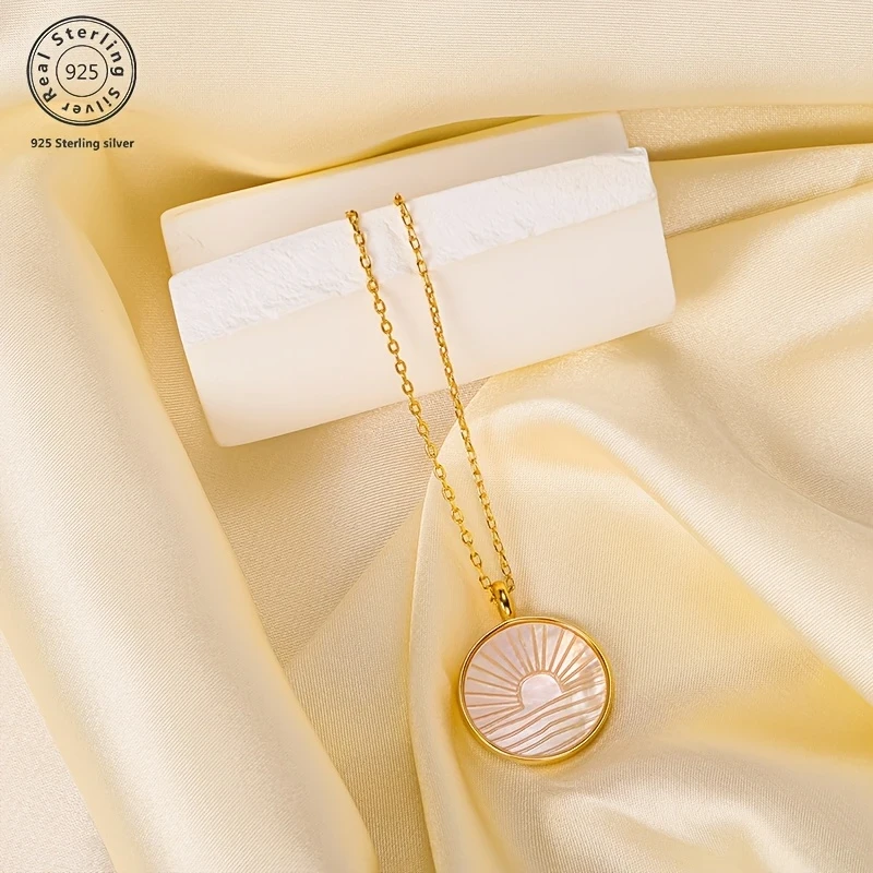 925 Sterling Silver Sunset Moment Necklace  Stylish and Simple Atmosphere