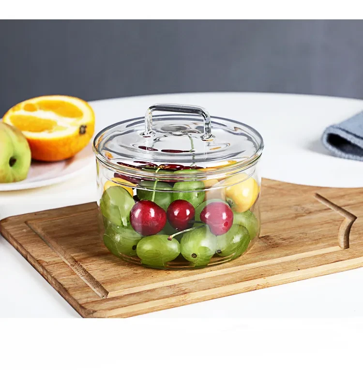 Pyrex Glass Bowl Transparent With Lid Fruit Desserts Candy Snacks