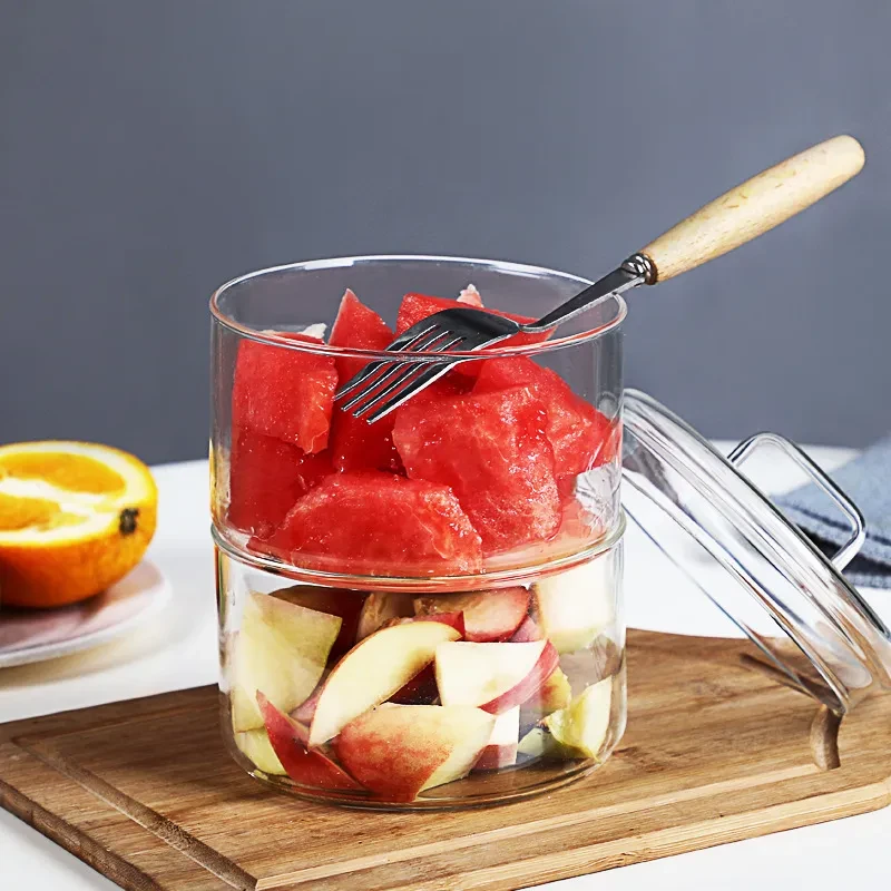 Pyrex Glass Bowl Transparent With Lid Fruit Desserts Candy Snacks