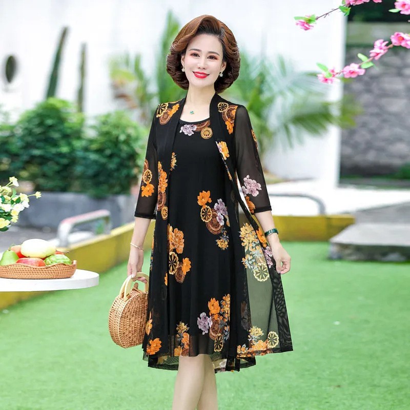 Dress Middle-aged And Elderly Two-piece Suit