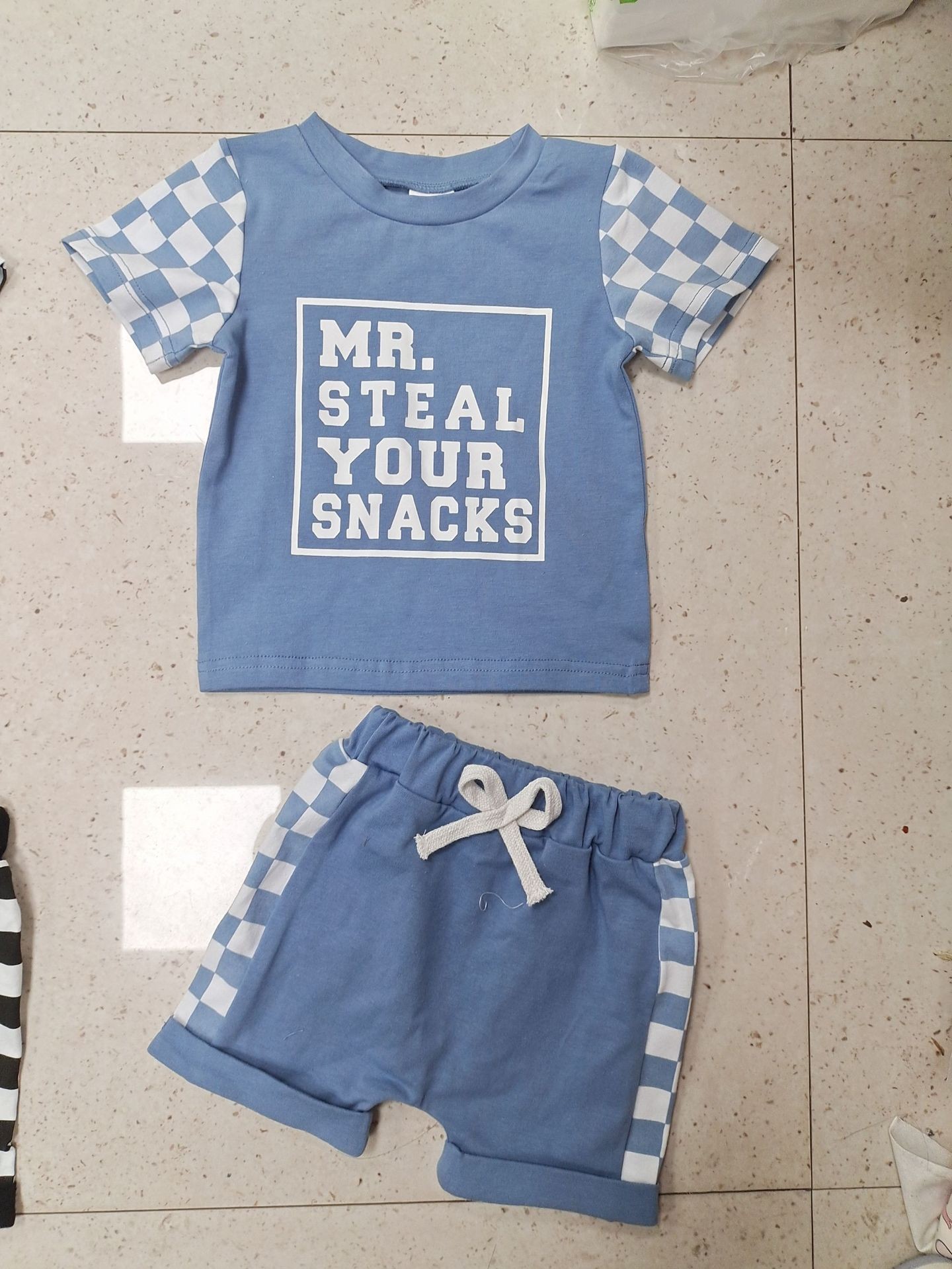 Children's Fashion Letter Print Short-sleeve Suit