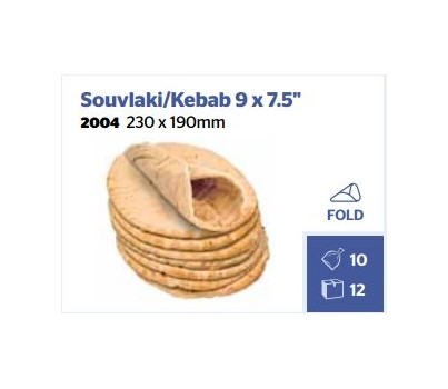 BREAD SOUVLAKI OVAL 9"X7.5" 10s (GIANNIS 2004) [FZN]