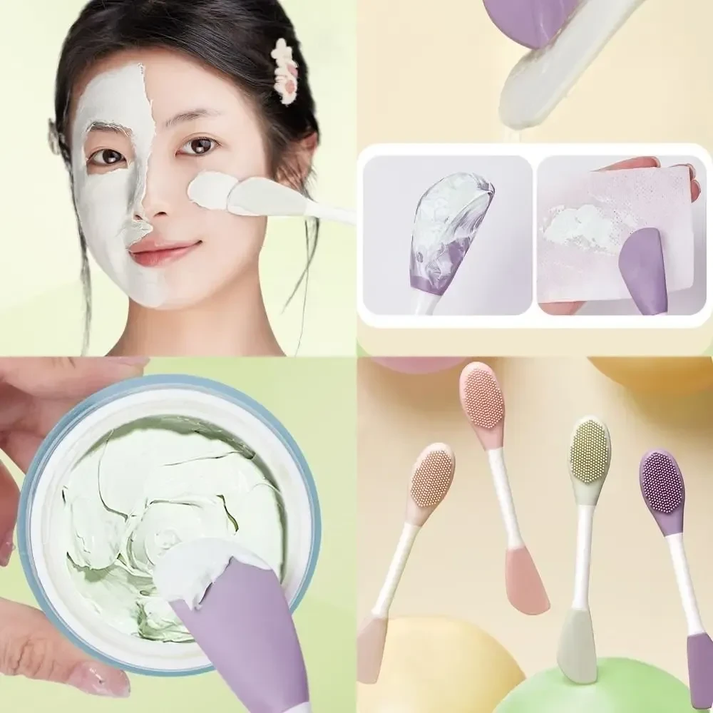 Double Head Silicone Facial Mask Brush Facial Massage Cleaning Brushs DIY Mud Film Scraper Facial Care Tool For Skincare Cosmetic Tools