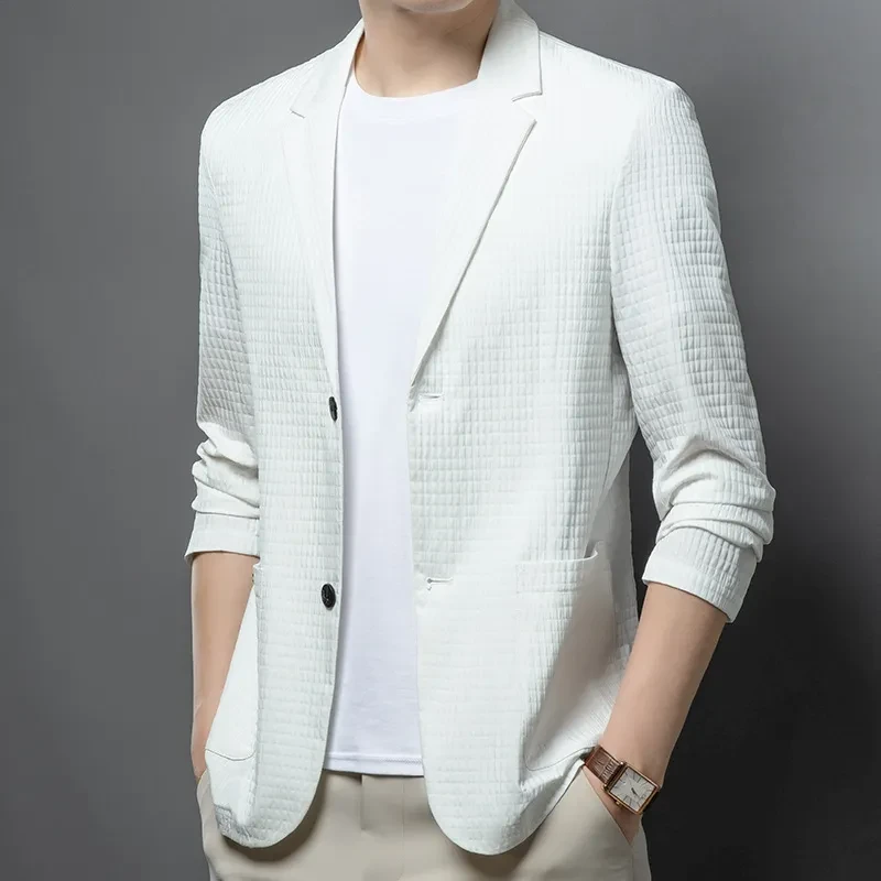 Young And Middle-aged Seamless Lightweight Breathable Casual Suit Top Diamond white