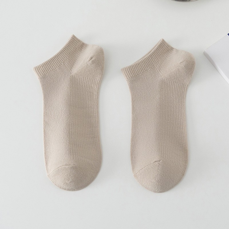 Solid Color Breathable Sweat Absorbing Simple Low-cut Polyester Boat Socks FCG3