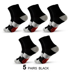 Men's Middle Tube Socks Color Matching Sports Basketball Socks 5 Pairs Black